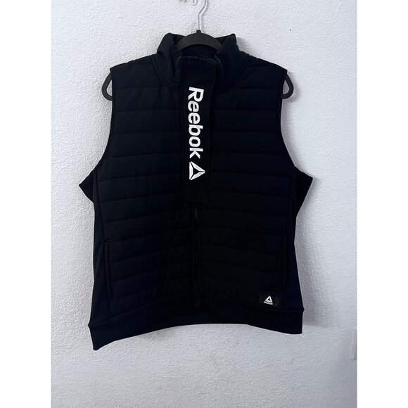 Reebok Mens Slim Fit Black Puffer Vest - Picture 1 of 6